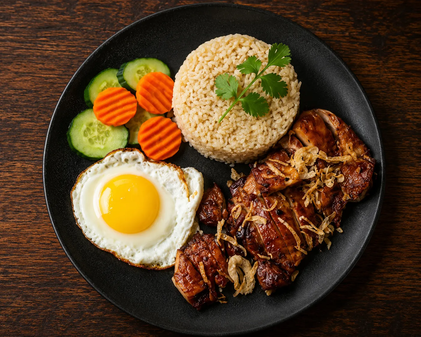 Vietnamese rice plate with grilled meat at Dak Land Restaurant
